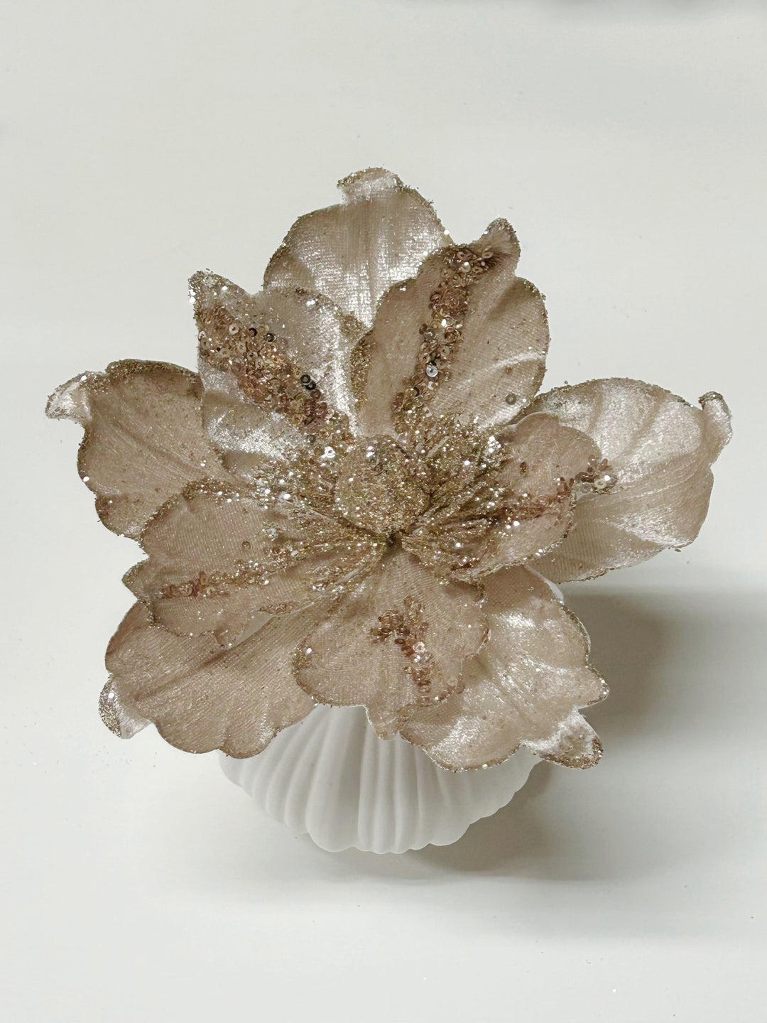 Glittered Champagne Brown Artificial Christmas Flower