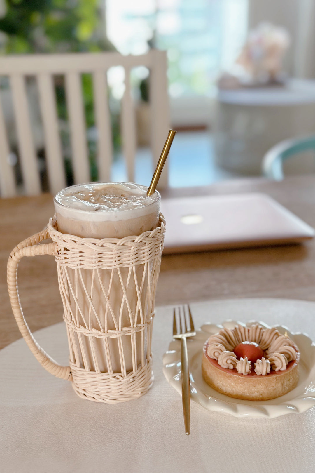 Glass Mug with Rattan Holder