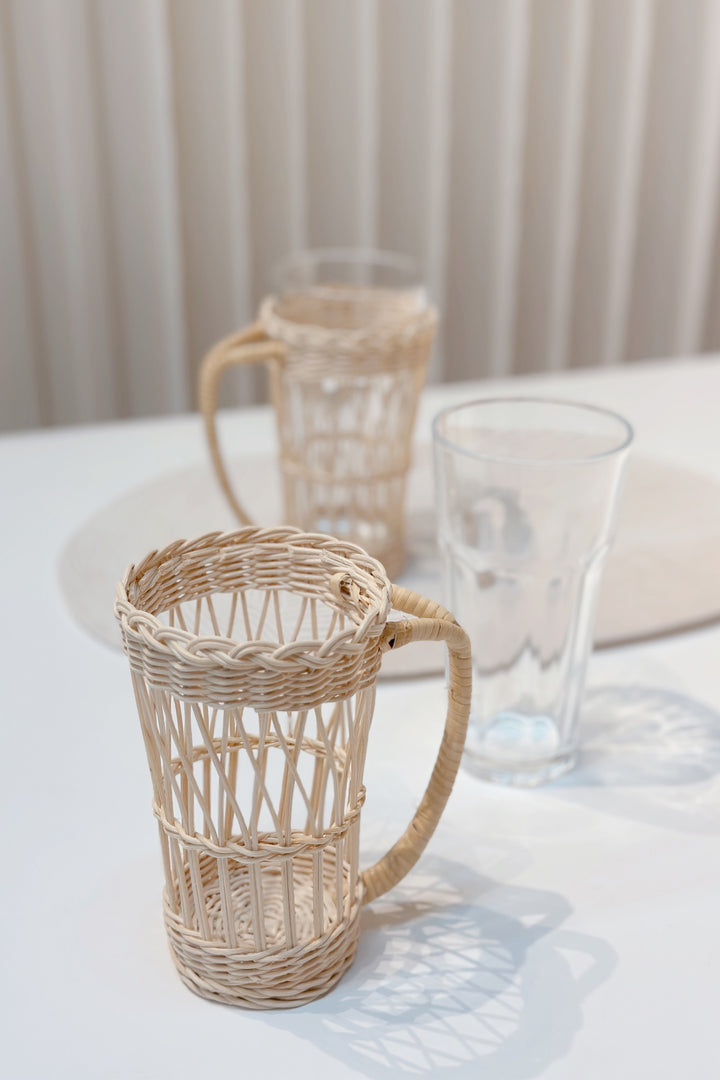 Glass Mug with Rattan Holder