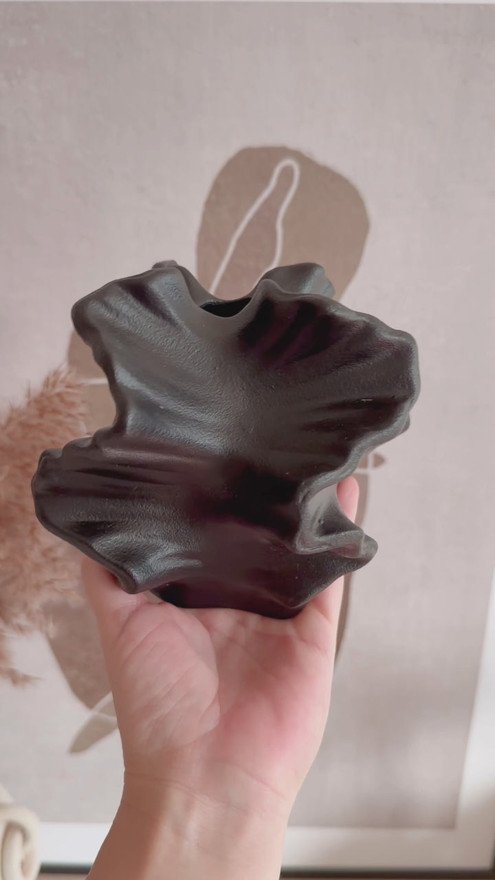 Black Ripple Sculpted Decor Vases - 2 sizes