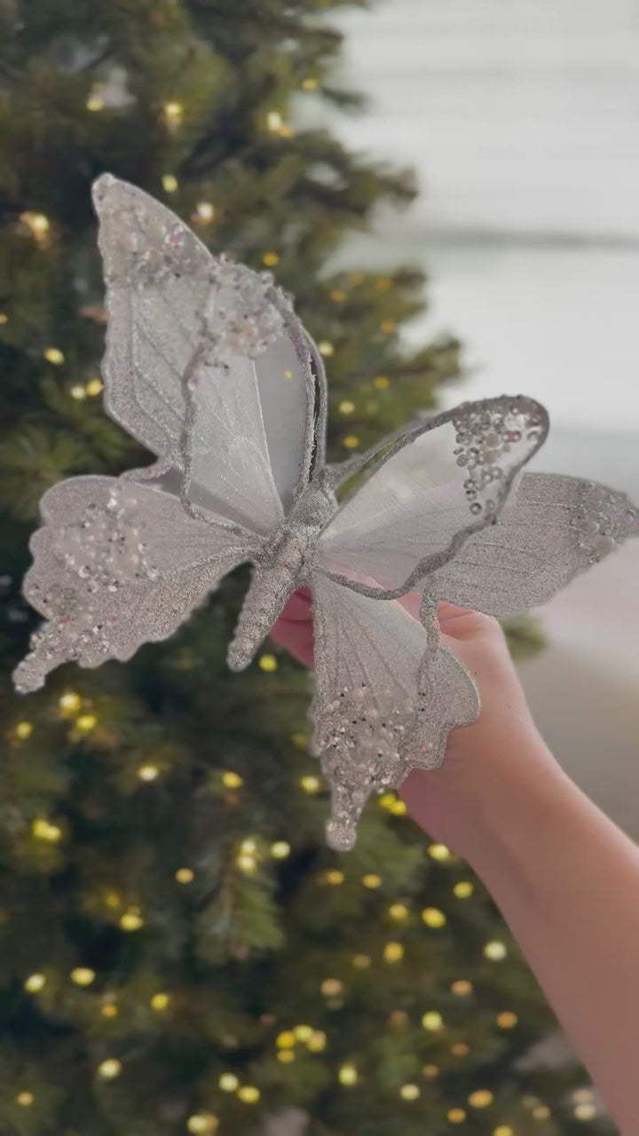 Silver Whisper Butterfly Ornament