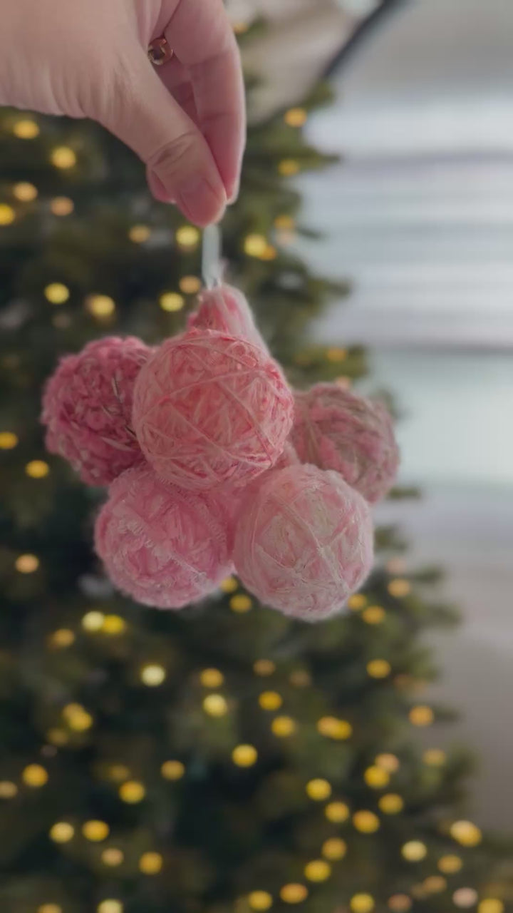 Peppermint Kiss Yarn Baubles (set of 6)