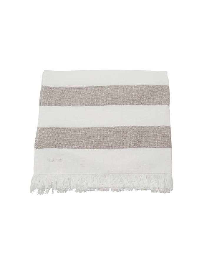 White and Brown Stripes Bath Towel