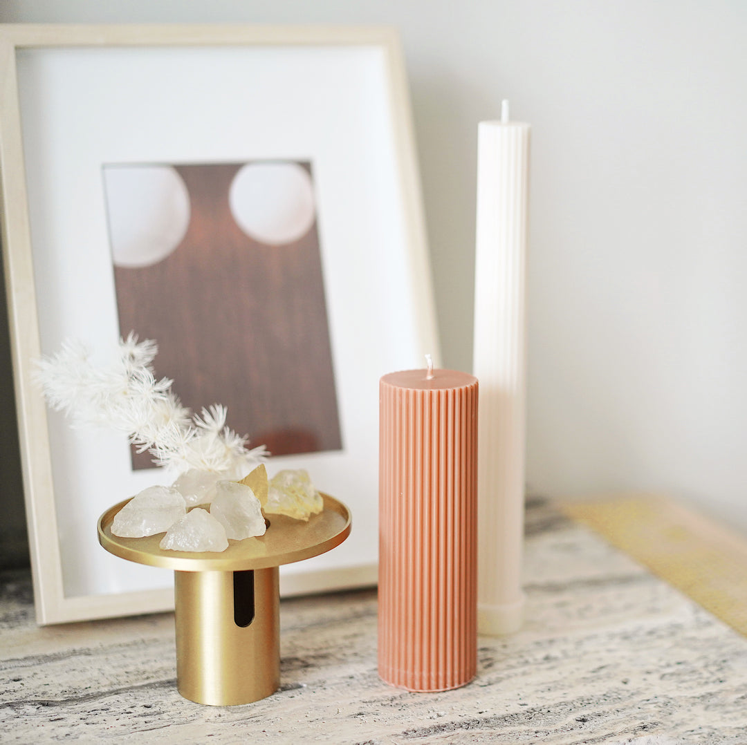 Column Pillar Candle Duo - Cream White