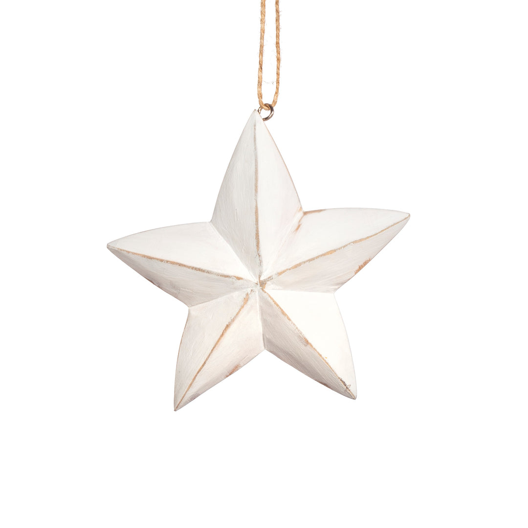 White Wood Hanging Small Star Decoration