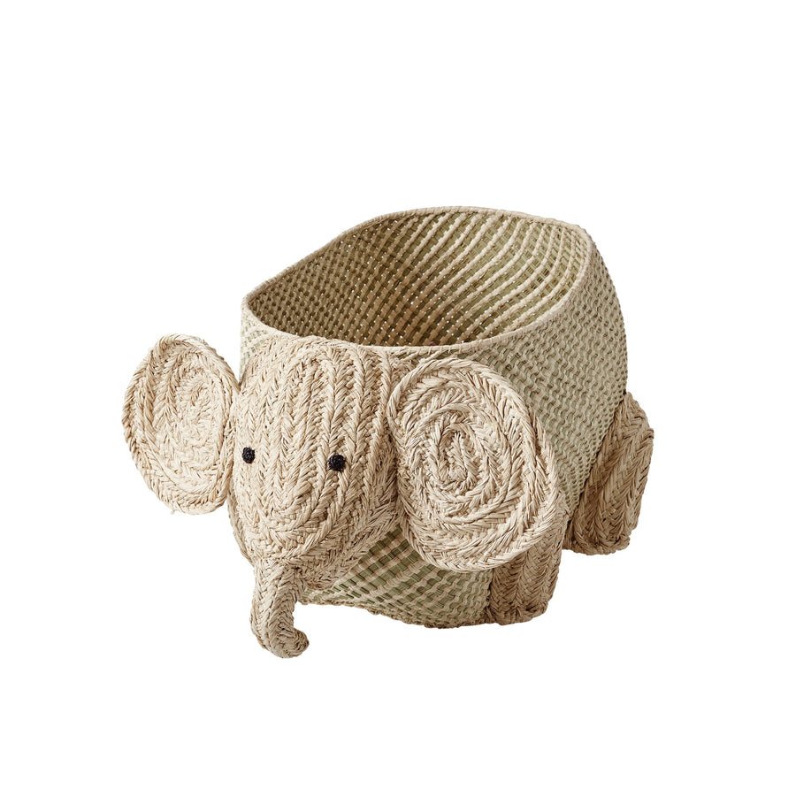 Elephant Raffia Woven Storage Basket, Utensils, RICE - 3LittlePicks
