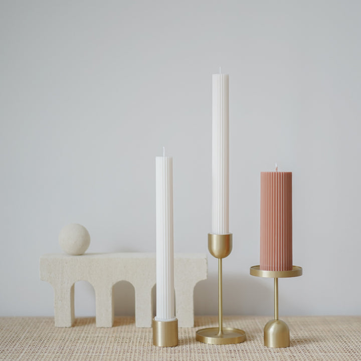 Column Pillar Candle Duo - Cream White