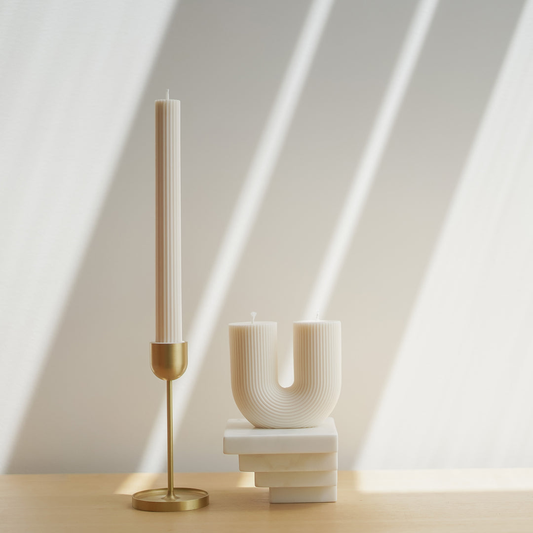 Column Pillar Candle Duo - Cream White