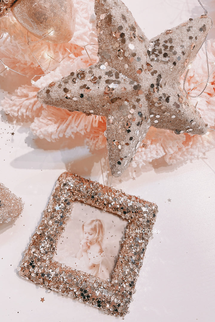 Deep Champagne Glittered Ornament Set (set of 6)