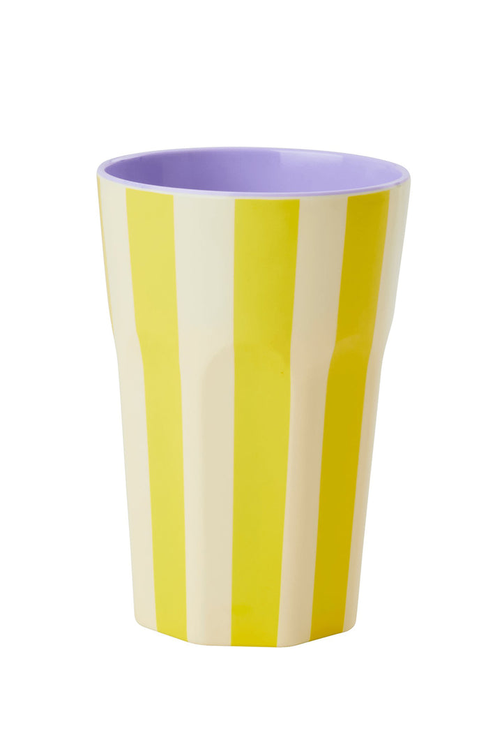Yellow Stripes Two Tone Melamine Tall Cup