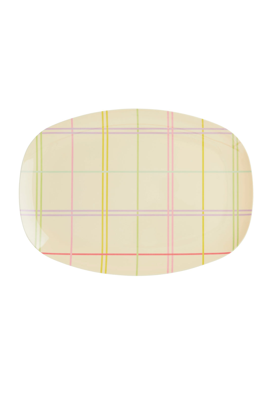 Multicoloured Check Rectangular Small Melamine Plate