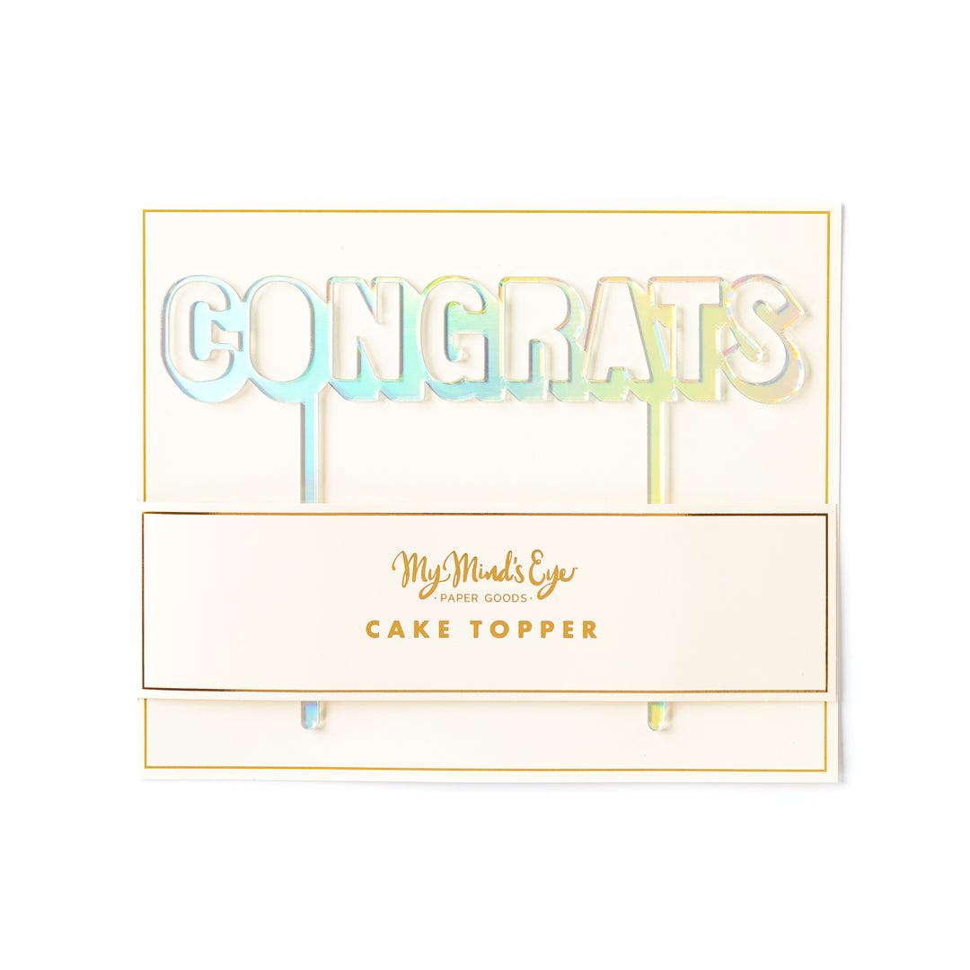 Holographic Congrats Cake Topper