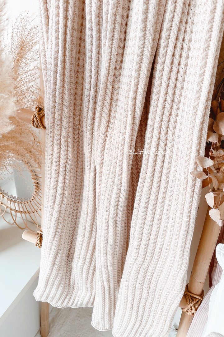 Latte Butterfly Knitted Throw