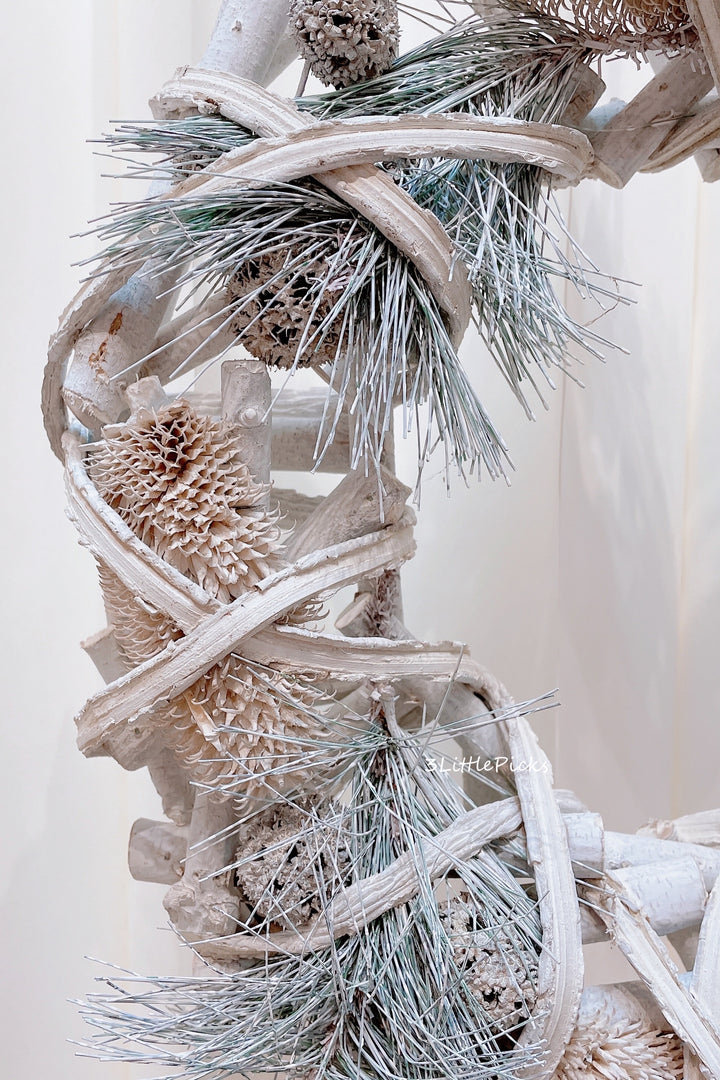 Frosted Pine and Branches Wreath
