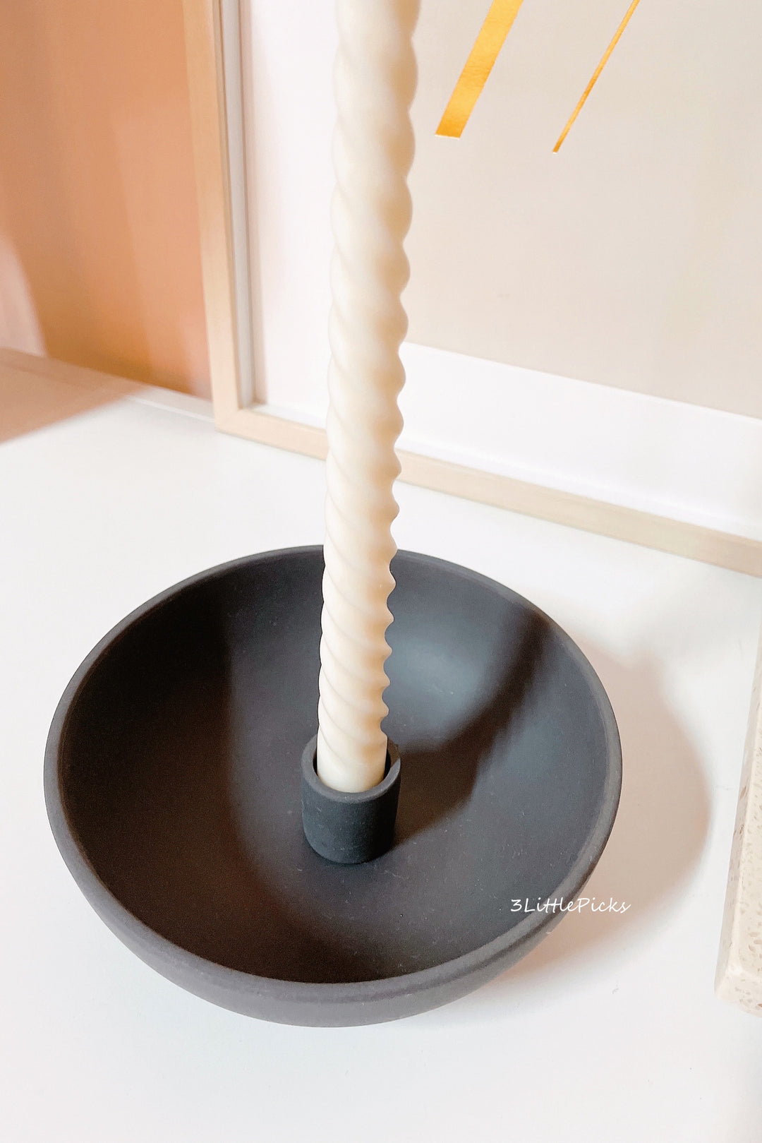 Simple Charcoal Grey Candlestick Bowl