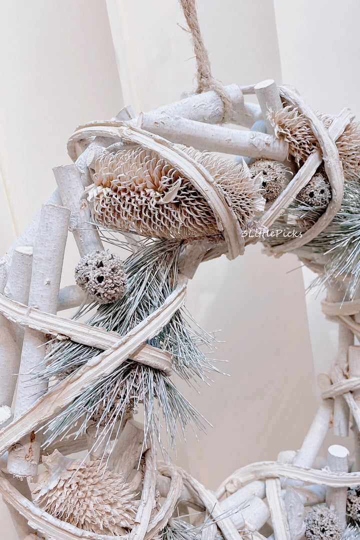 Frosted Pine and Branches Wreath