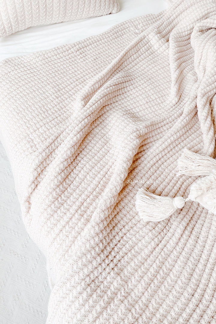 Latte Butterfly Knitted Throw