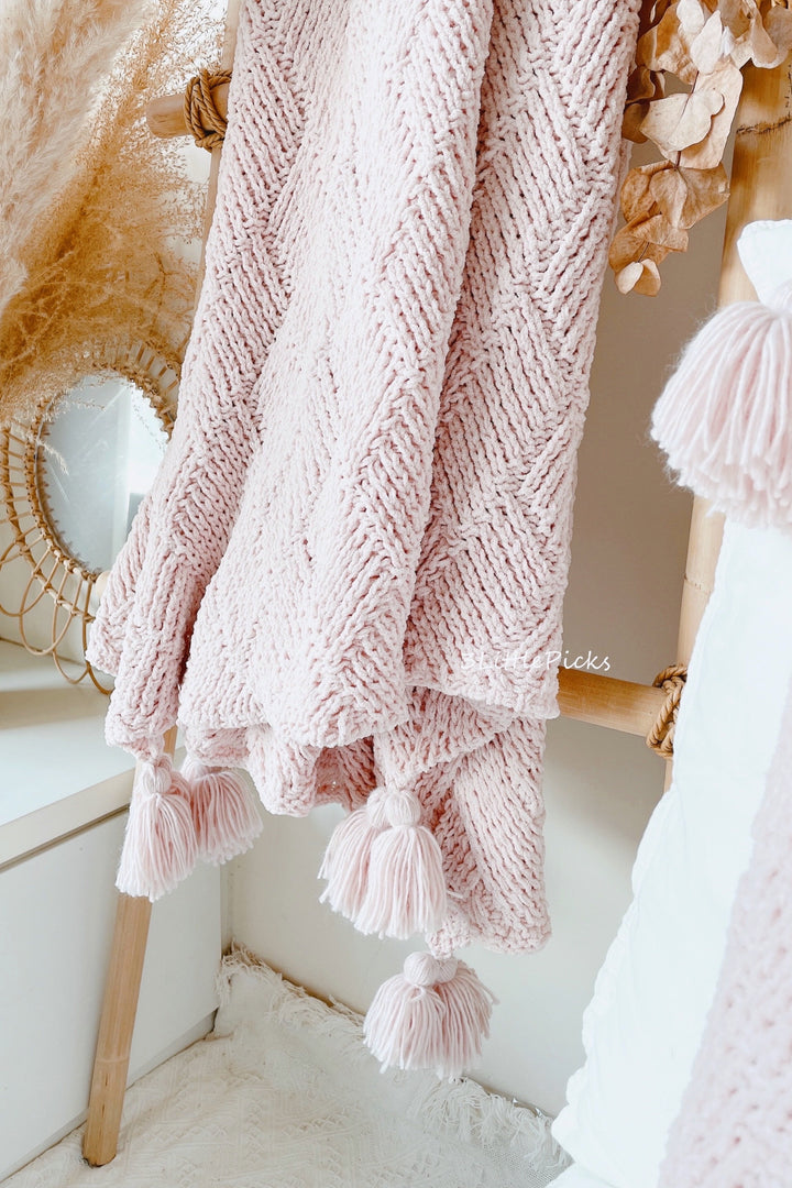 Pastel Pink Knitted Throw