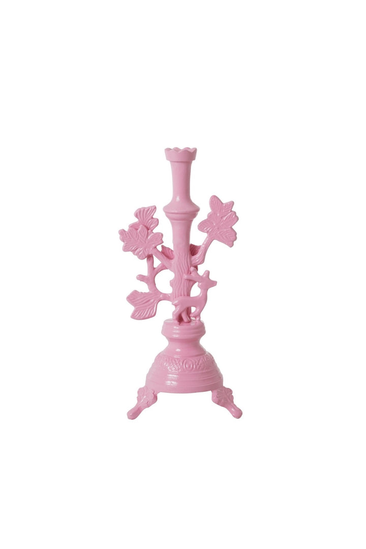 Large Metal Candle Holder with Deer in Pink