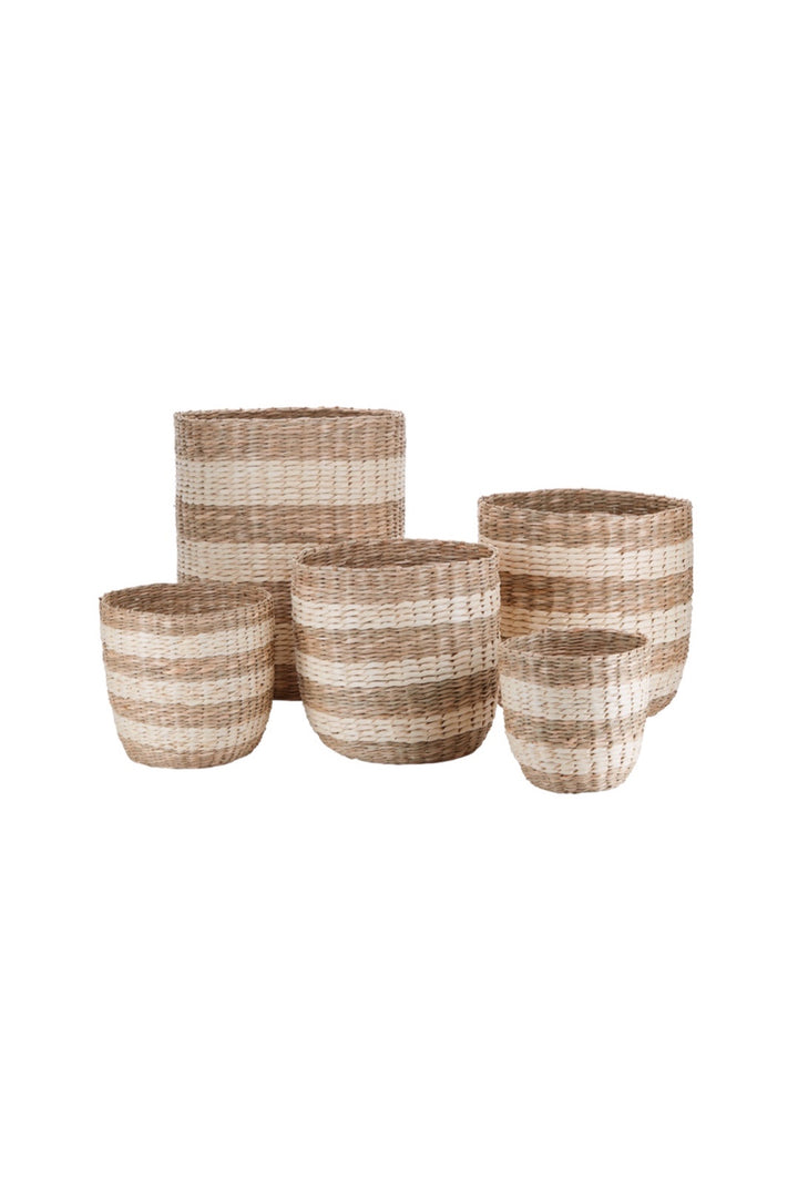 Stripe Pattern Seagrass Baskets