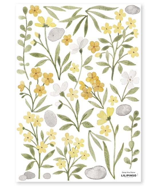 Yellow Flowers and Foliage Vinyl Decal