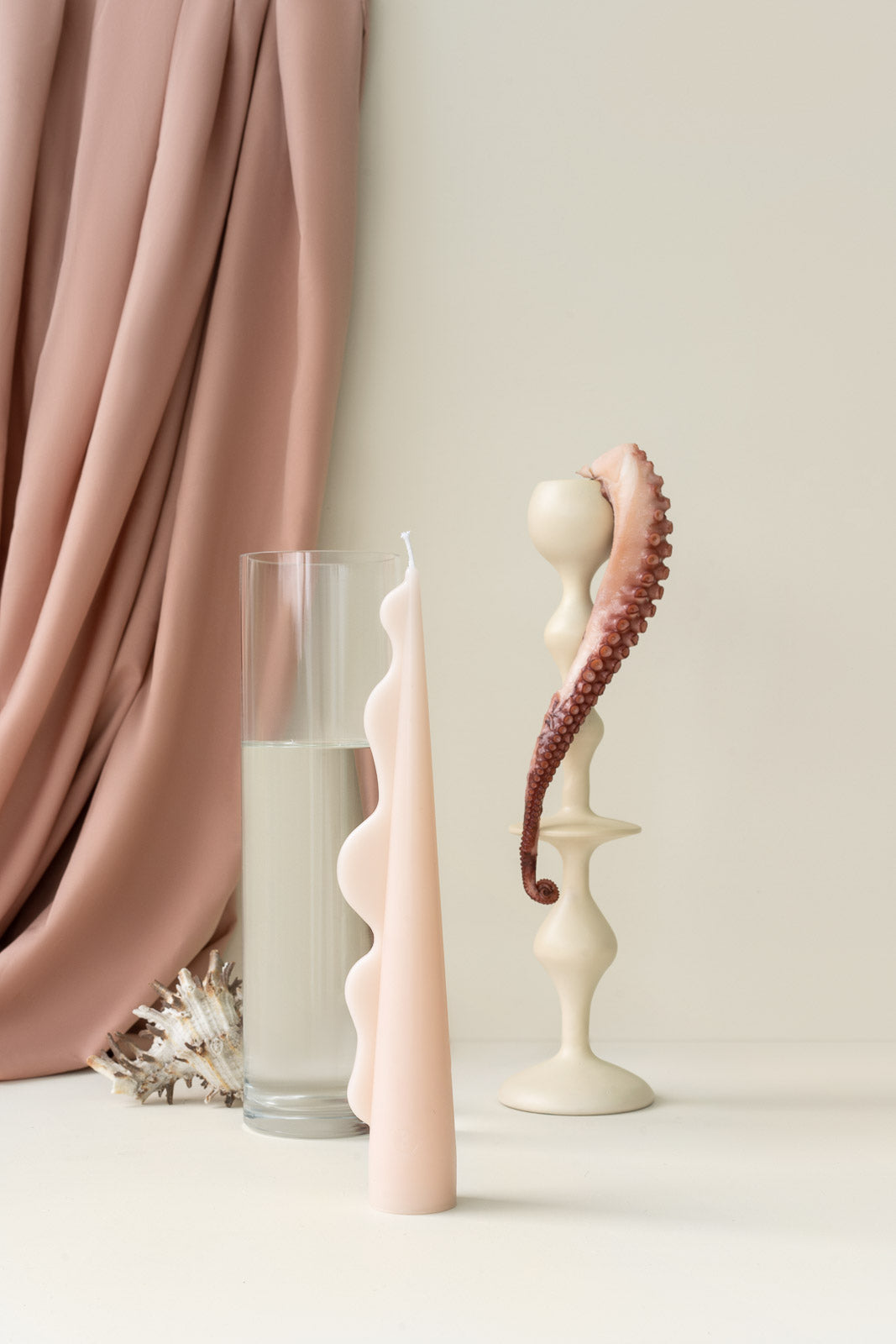 Seaweed Pillar Candle - Light Pink