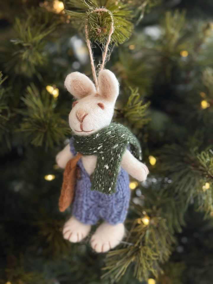 Forest Stroll Bunny Felt Ornament