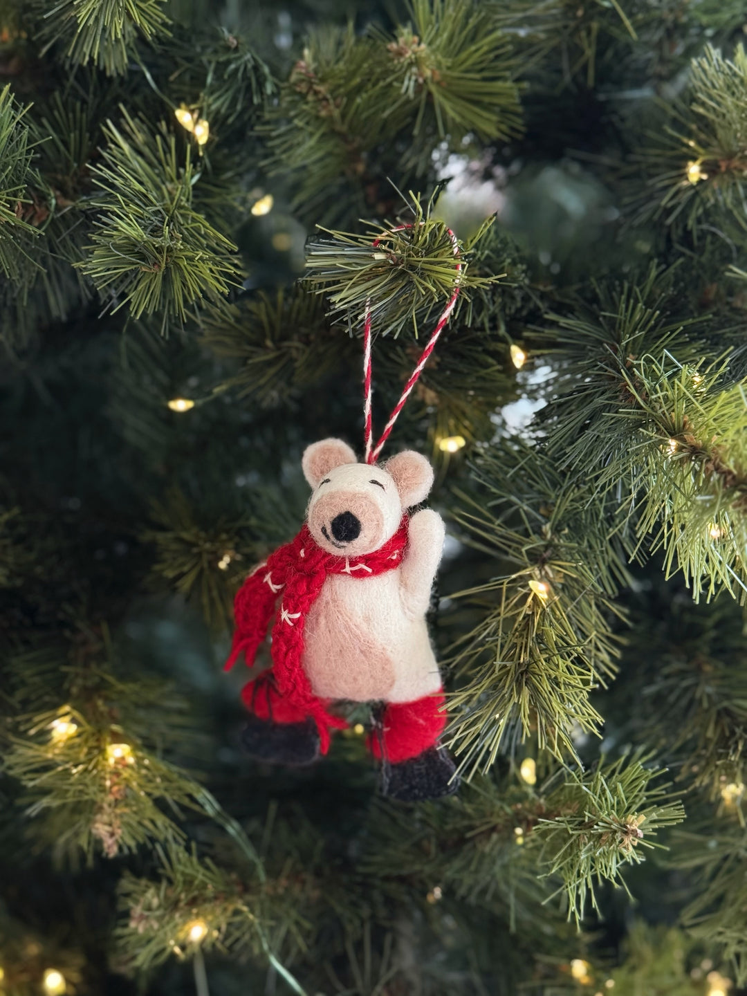 Skating Bear Felt Ornament