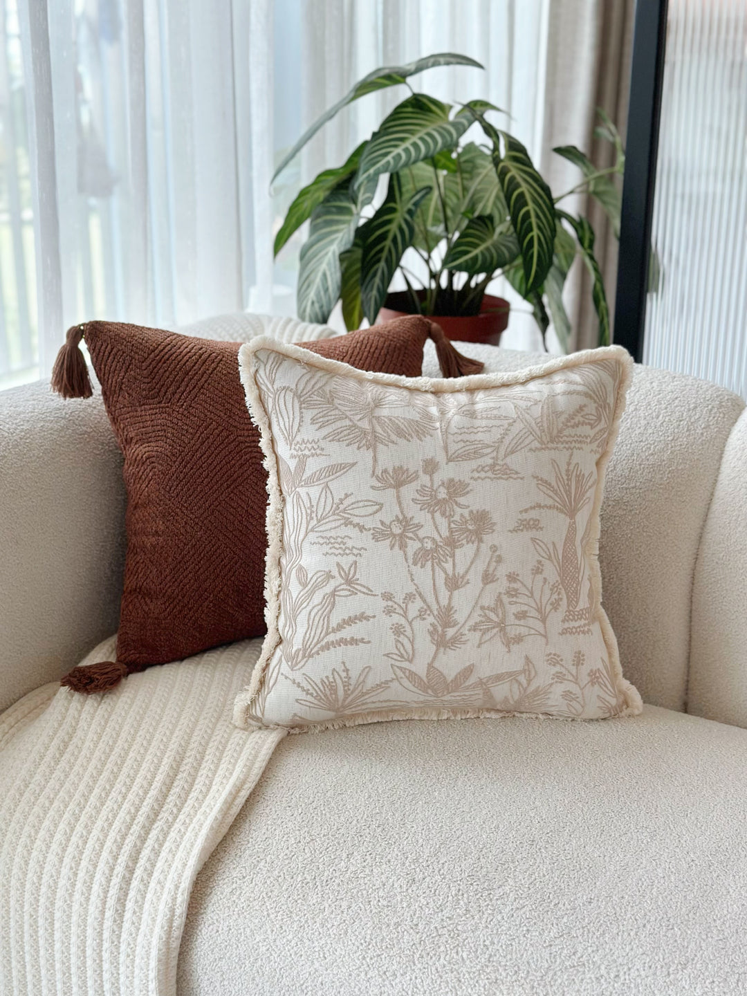 HerringHaven Tassel Cushion Cover - Cocoa Brown