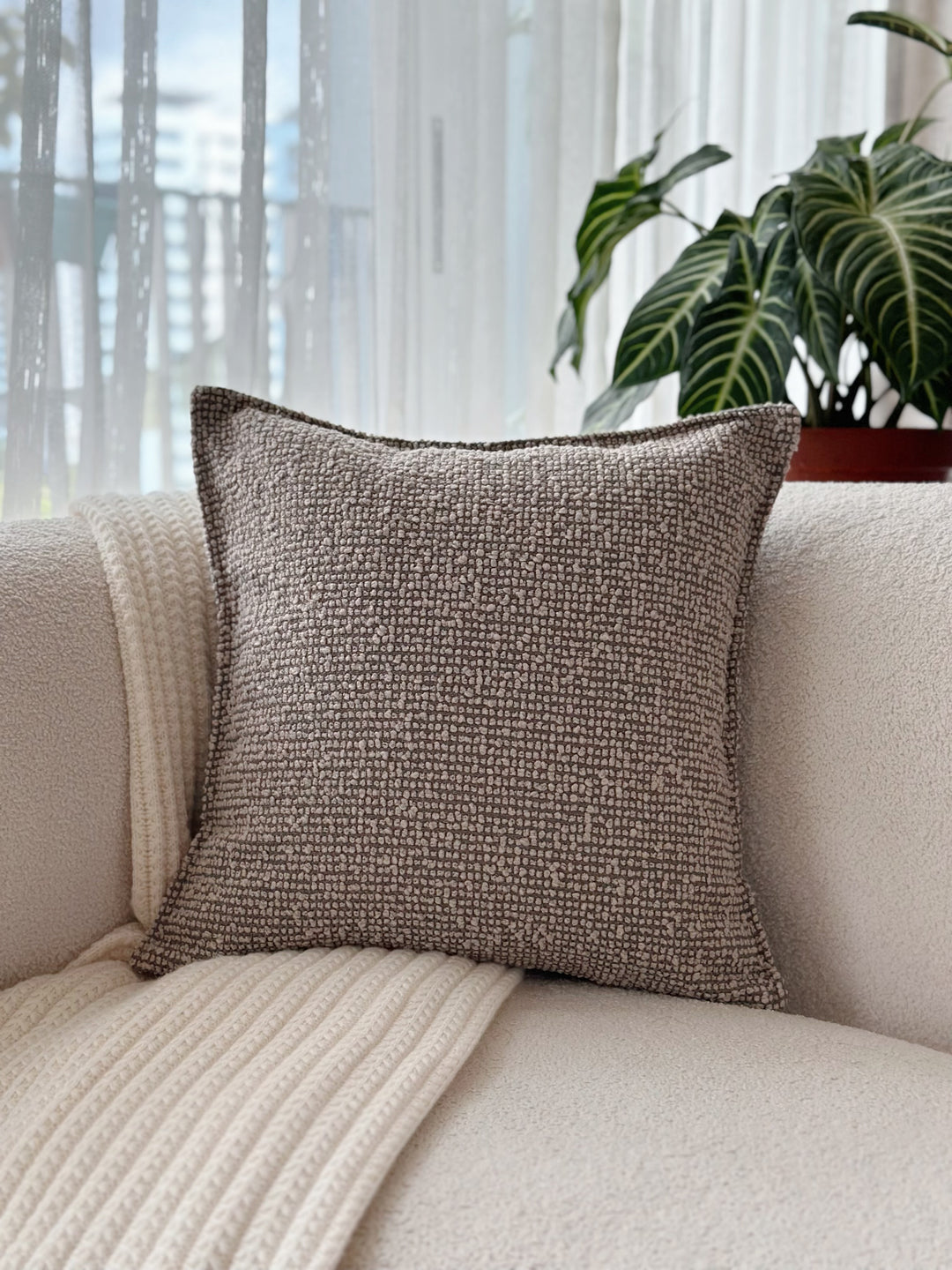 Pebble Weave Cushion Cover – Ash Brown