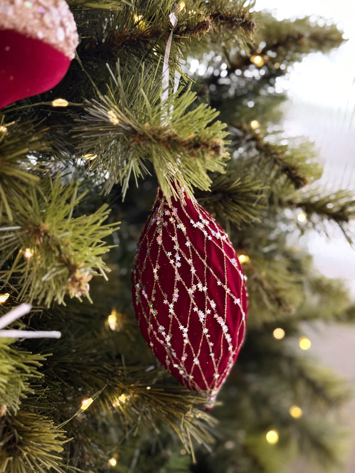 Burgundy Royale Velvet Christmas Bauble Set (set of 10)