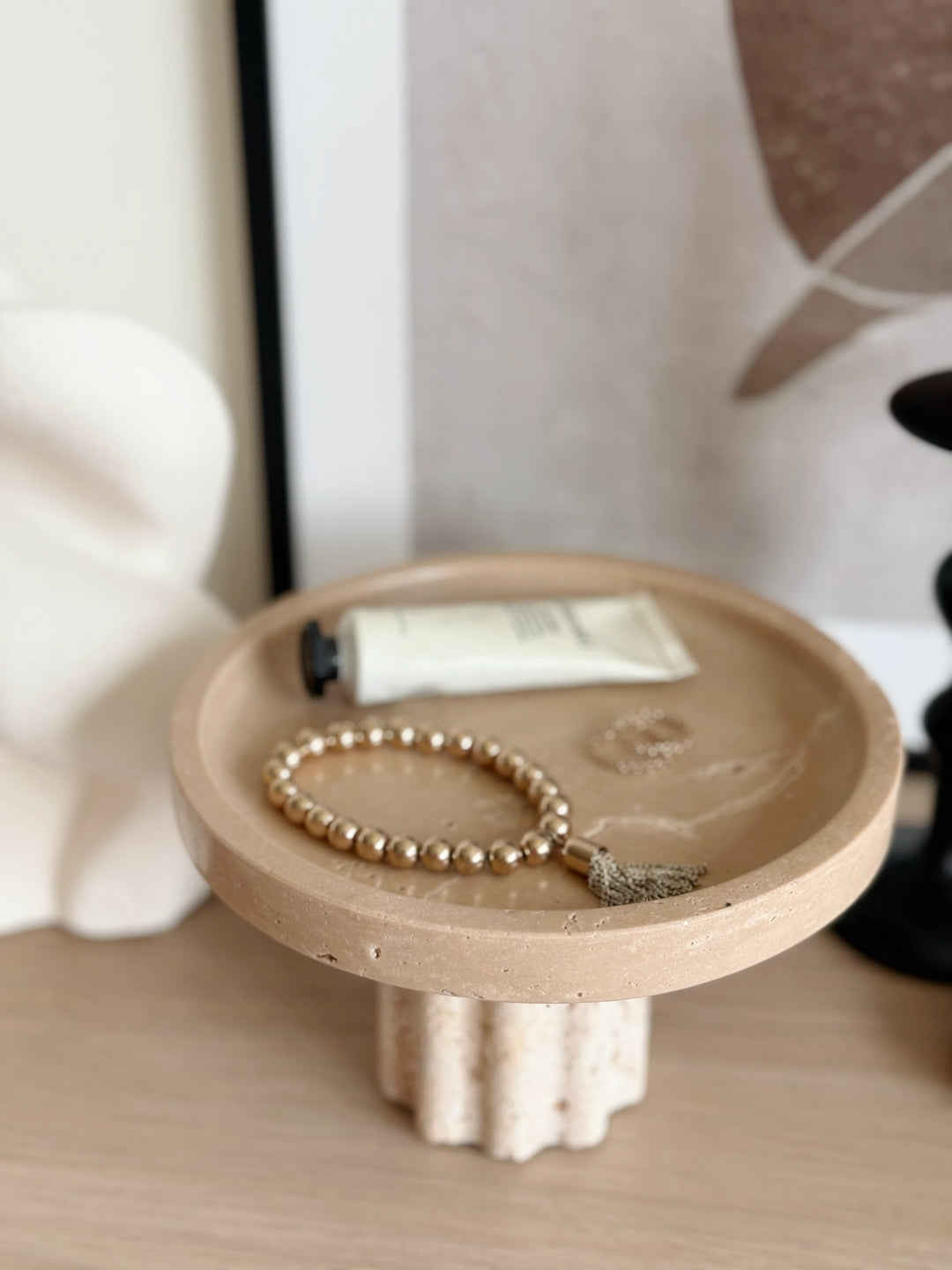 Arcadia Column Travertine Tray