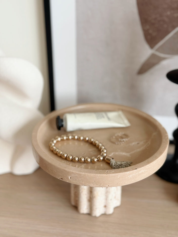 Arcadia Column Travertine Tray