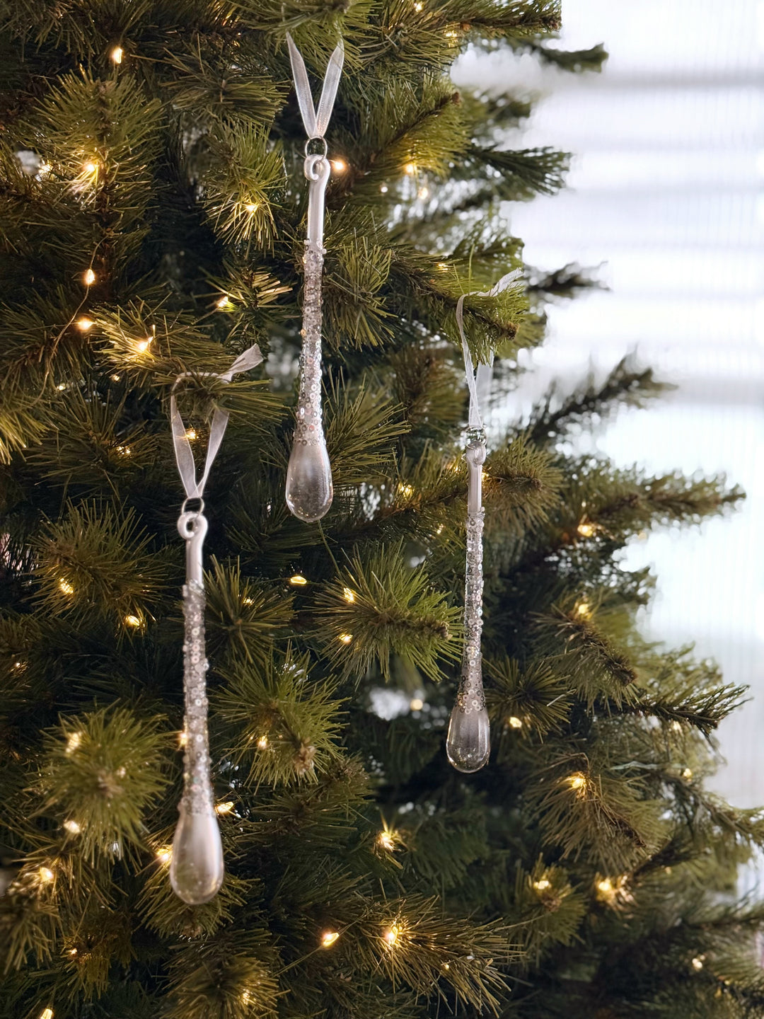 Silver Frost Icicle Ornament Set (set of 3)