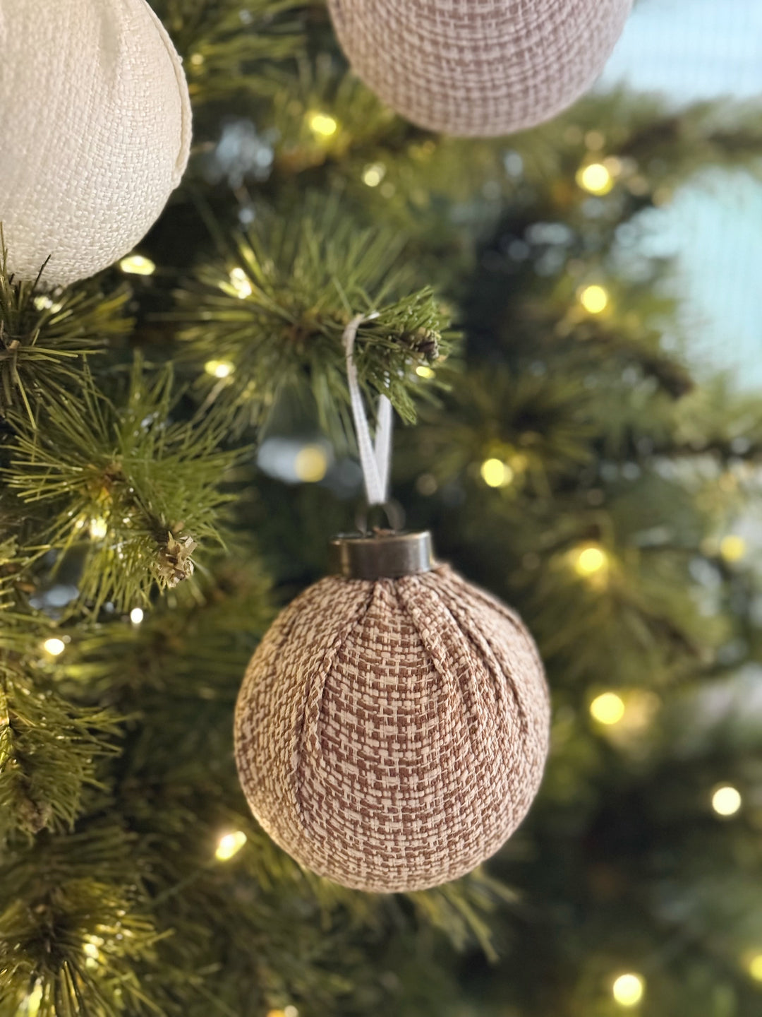 Cosy Cottage Fabric 8cm Bauble Set (set of 9)