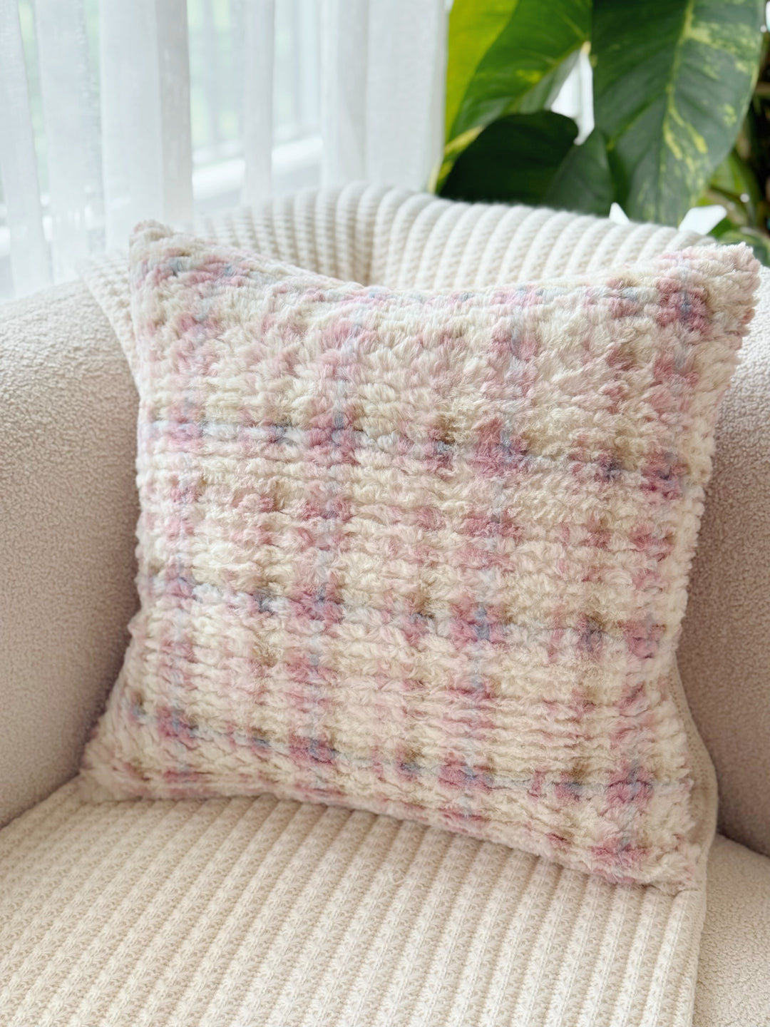 Blushloom Plush Check Cushion Cover