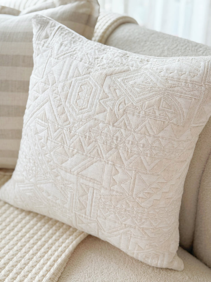 Ivory Etched Geometry Cushion Cover