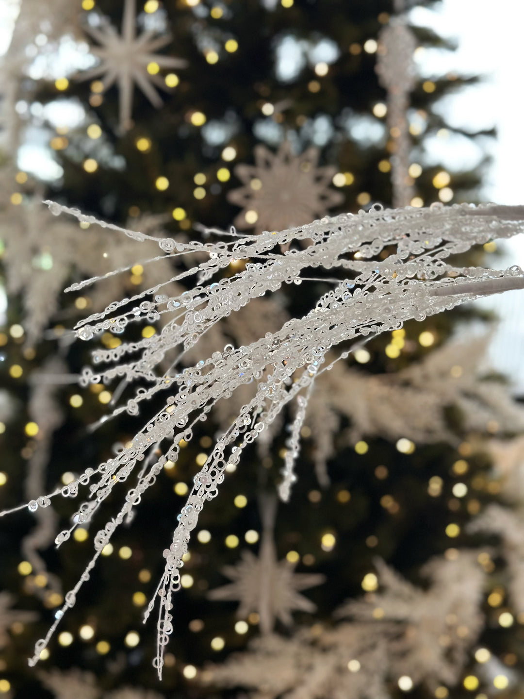 White Sparkly Sequin Beaded Branch (set of 2)