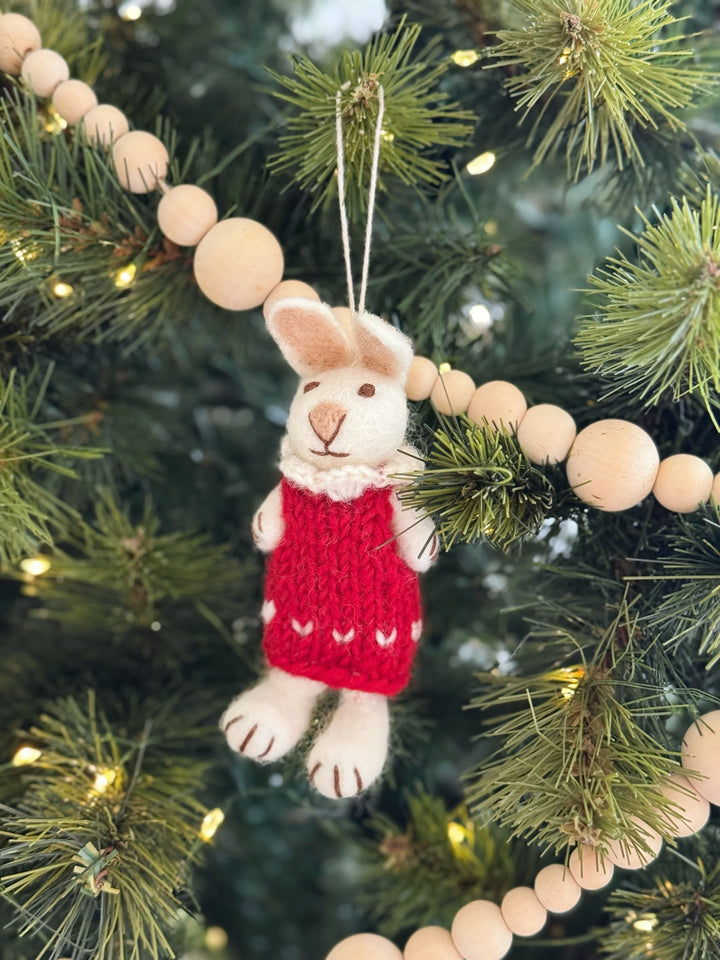 Winter Knit Bunny Felt Ornament