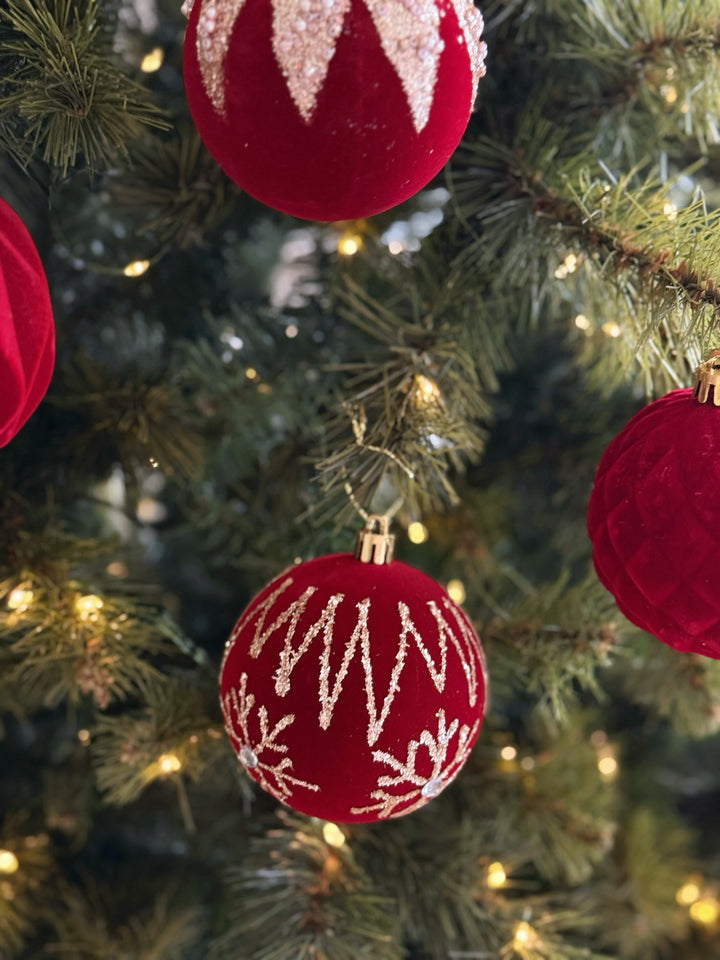 Red Velvet 8cm Bauble (set of 4)