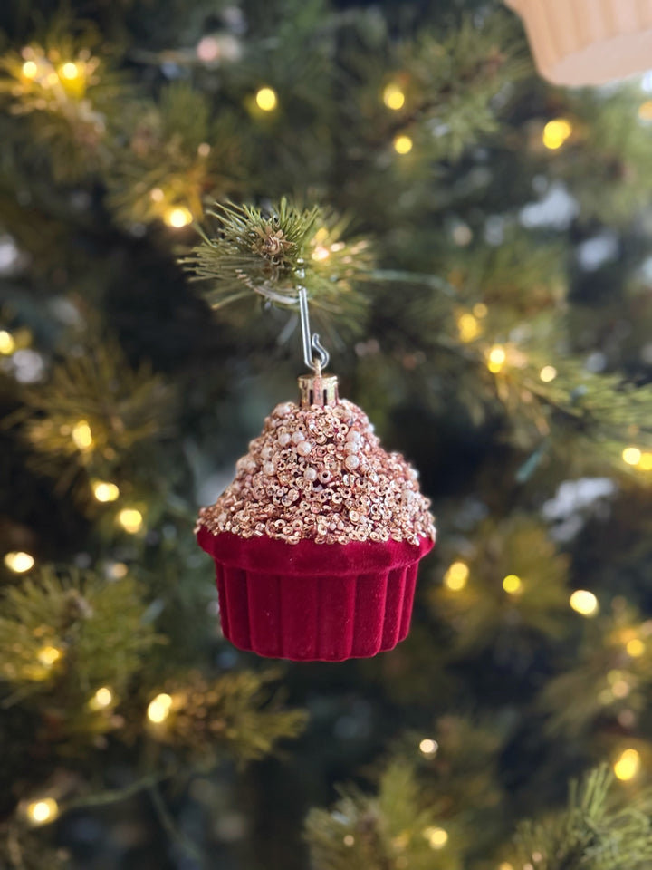 Golden Frost Cupcake Ornament Set (set of 4)