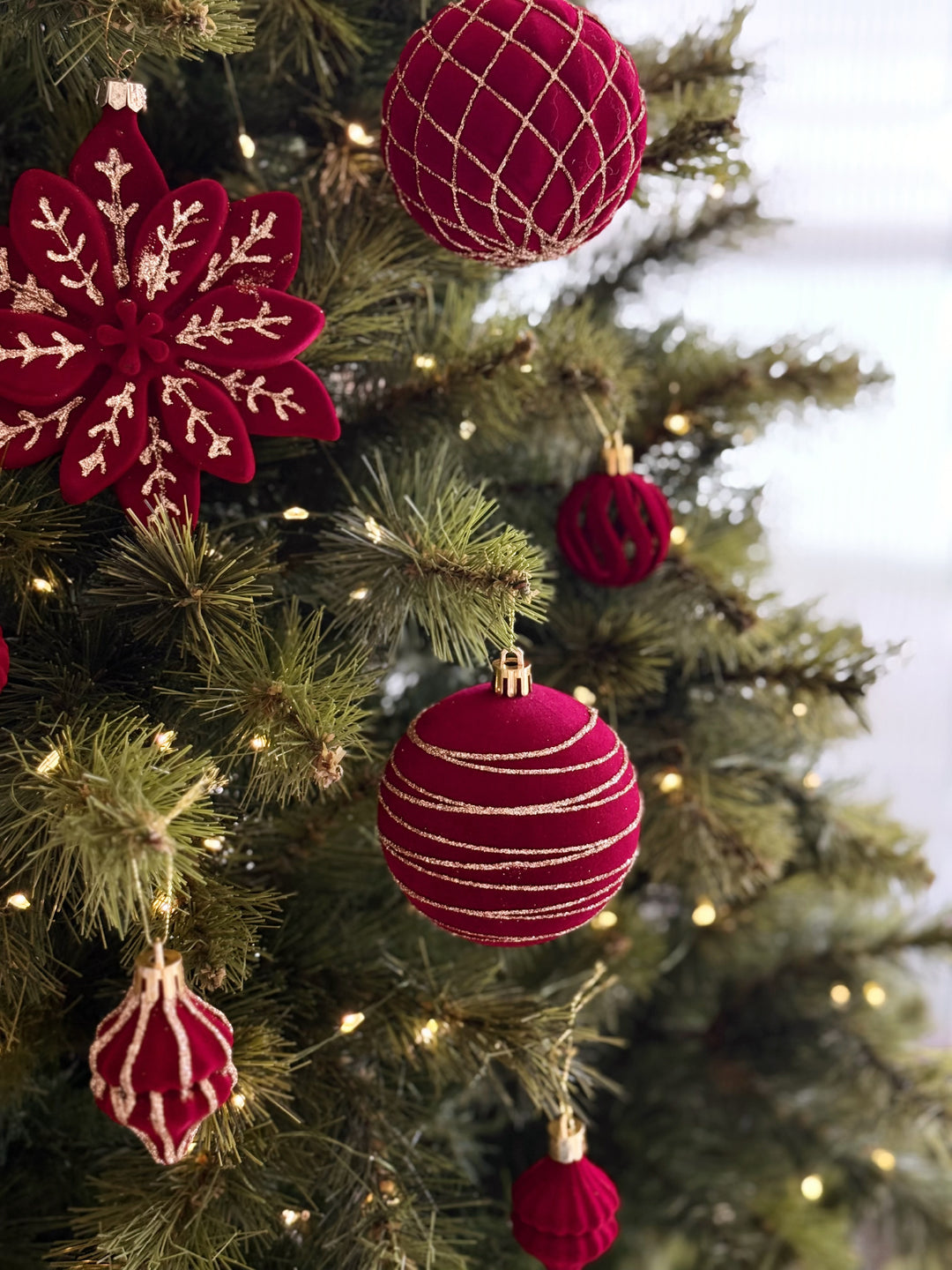 Ruby Wishes Velvet Christmas Ornament Set (set of 24)