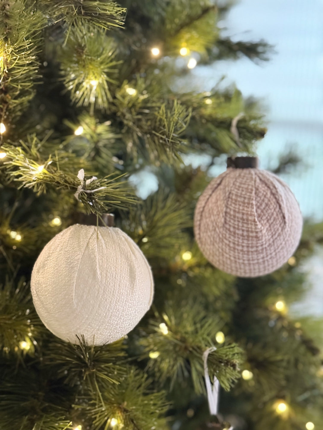 Cosy Cottage Fabric 8cm Bauble Set (set of 9)
