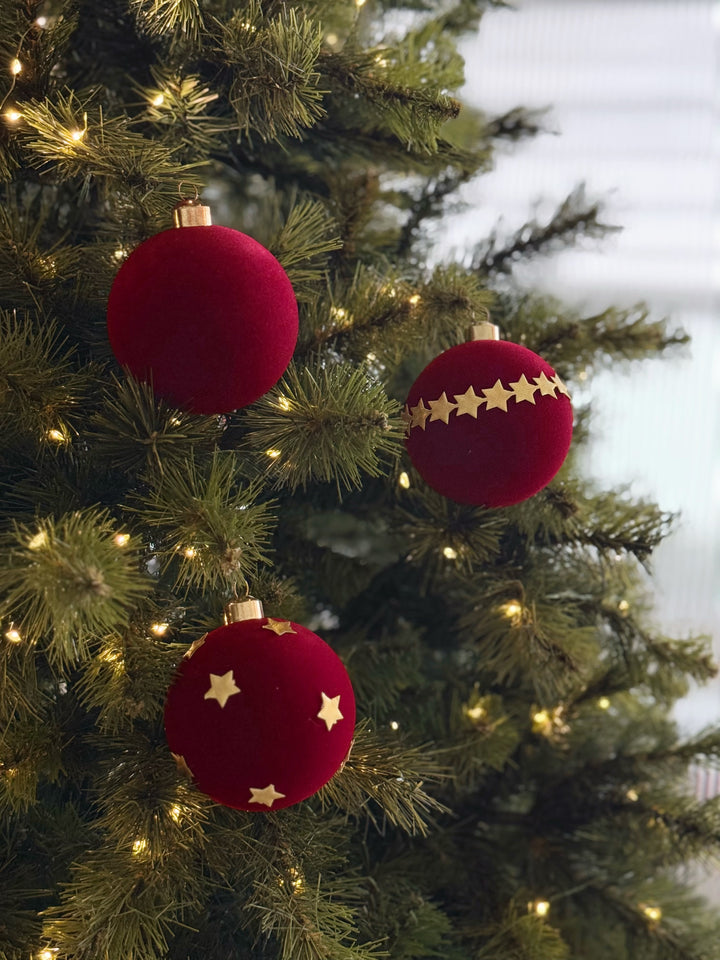 Ruby Starlight Velvet 8cm Bauble Set (set of 9)