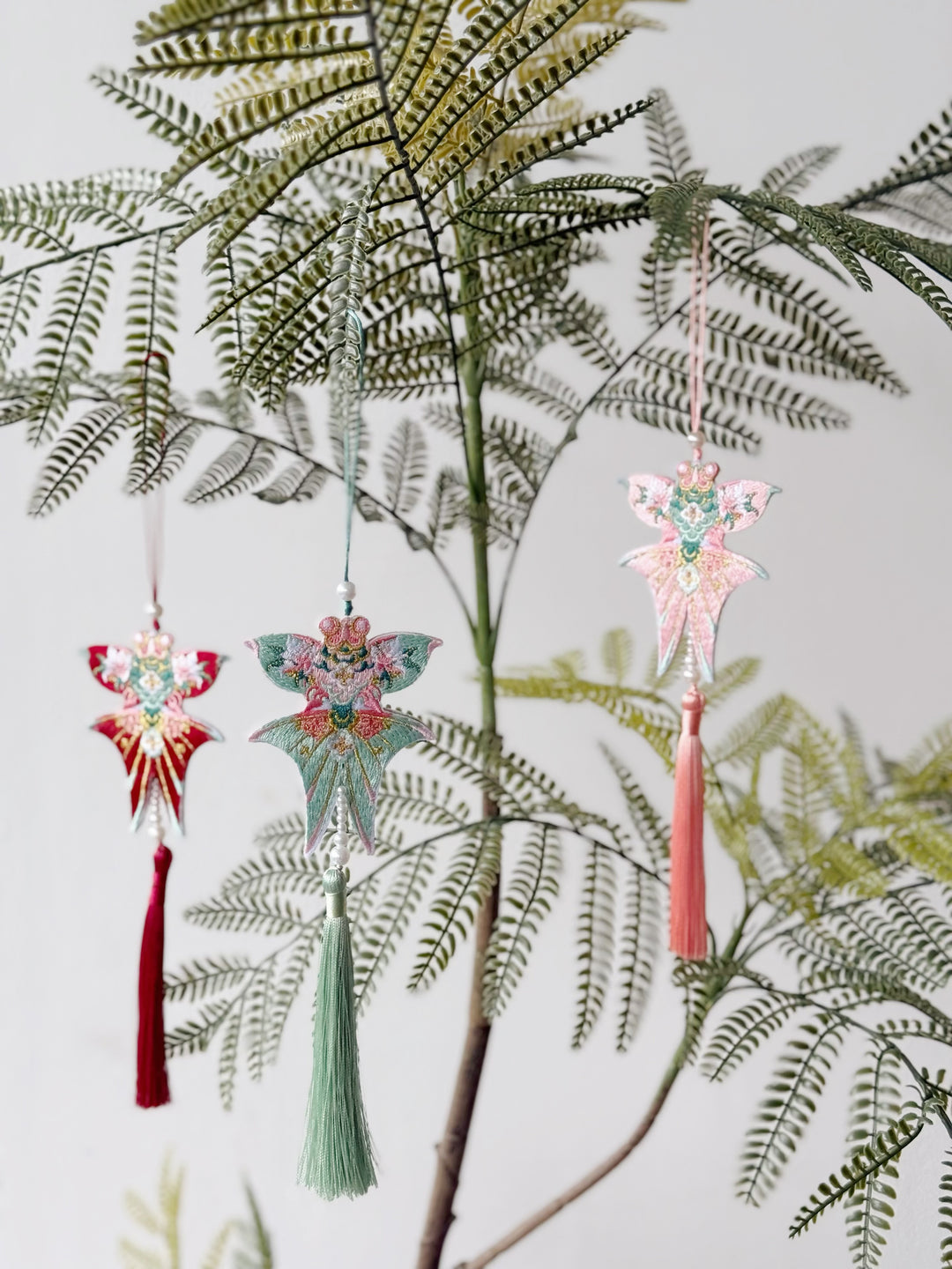 Flying Fortune Embroidered Kite Tassel Charm (3 colours)