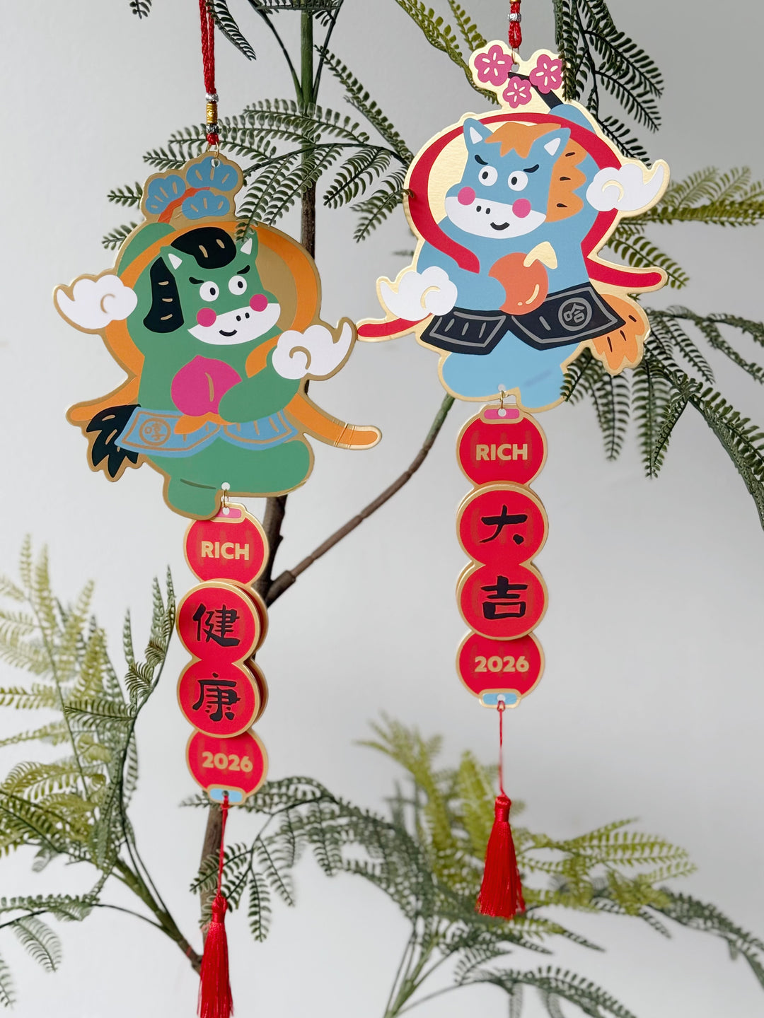 Fortune Companions – Auspicious Steeds Hanging Decor (Set of 2)