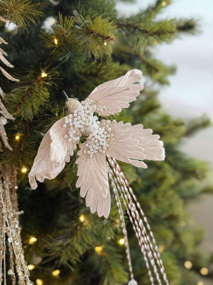 PRE-ORDER (1-3 Dec): Champagne Luxe Tailfeather Bird Ornament