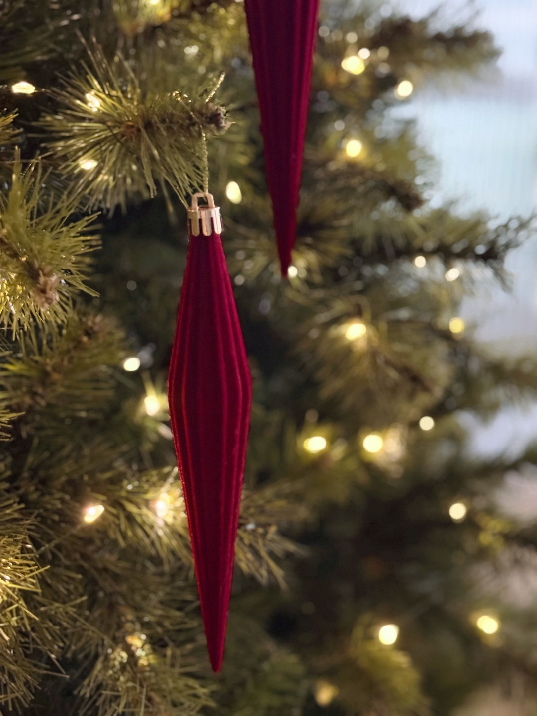 Ruby Elegance Velvet Icicle Ornaments (set of 6)