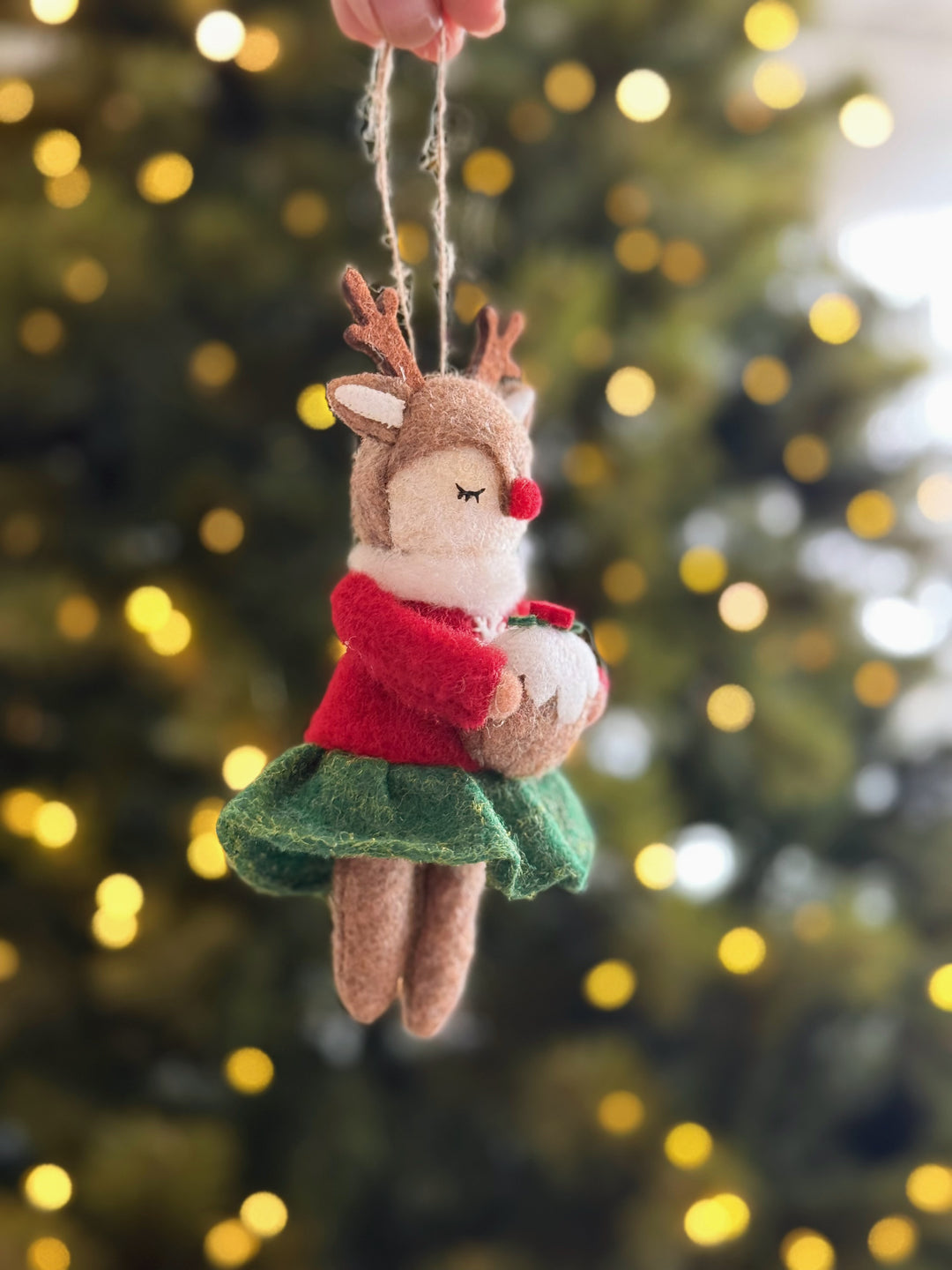 Christmas Pudding Reindeer Felt Ornament