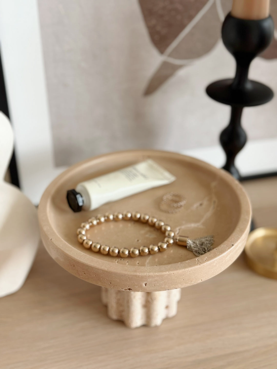 Arcadia Column Travertine Tray